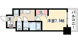 プレサンスジェネ葵 1Kの間取図画像