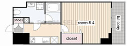 WESTIN上前津 1Kの間取図画像