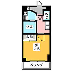プレディアスタイル白川公園 1Kの間取図画像