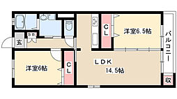 メゾン親名 2LDKの間取図画像