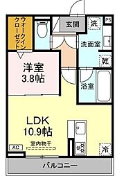 エクラノーブル 1LDKの間取図画像