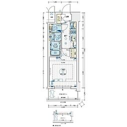 エステムコート名古屋新栄アクシス 1Kの間取図画像