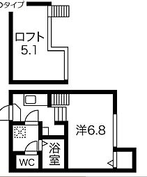 ロタノワール山王 1Kの間取図画像