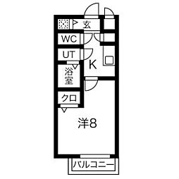 エスリード上前津エアスタ 1Kの間取図画像