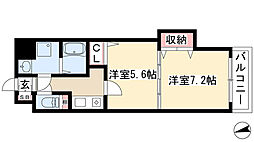 セントラル名古屋 1DKの間取図画像