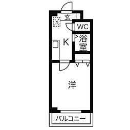 テラス金山 1Kの間取図画像