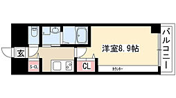 ロイヤルスクエア徳川 1Kの間取図画像