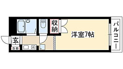 サニーサイド2 1Kの間取図画像