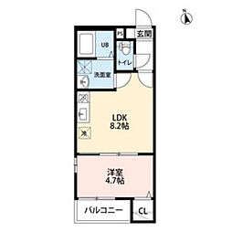 CRASTINE的場町 1LDKの間取図画像