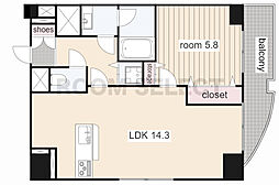 カレント新栄 1LDKの間取図画像