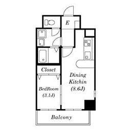 ラドゥセール今池 1LDKの間取図画像