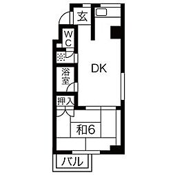 bespoke鶴舞 1DKの間取図画像