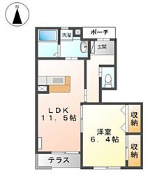 サニーテラス 1LDKの間取図画像