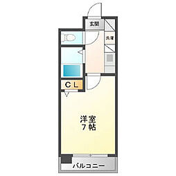 エステート記念橋 1Kの間取図画像