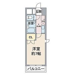 ソレイユ上社 1Kの間取図画像