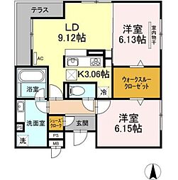 ガーデンテラス 2LDKの間取図画像