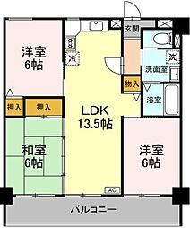 サンローヤル香坂 3LDKの間取図画像