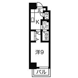リシュドール鶴舞公園 1Kの間取図画像