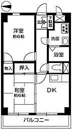 ヴィラグレース 2DKの間取図画像