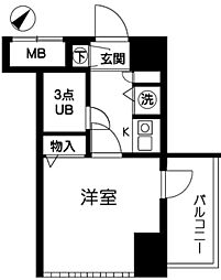 マリオン横浜ハーバーライト 1Kの間取図画像