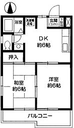 RグリーンヒルC 2DKの間取図画像