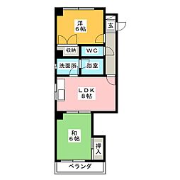 アーバンフラットメイユー 2階2DKの間取り