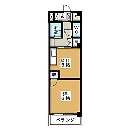 タウンＭ＆Ｅ 1階1DKの間取り