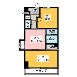 イマージュ池下 10階2DKの間取り