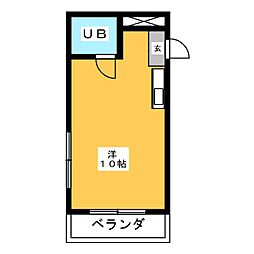 エクセルアビタシオン 4階ワンルームの間取り