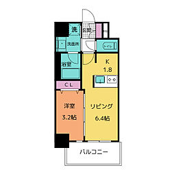 メイクス今池02 13階1LDKの間取り