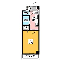 パルティール今池 1Kの間取図画像