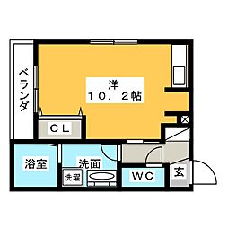 プランタン池下 ワンルームの間取図画像