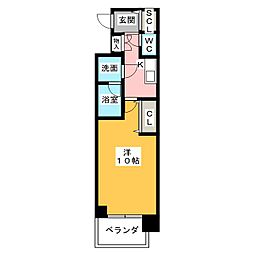 プレサンスジェネ千種内山2 1Kの間取図画像