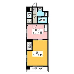 レジデンスカープ今池 1DKの間取図画像