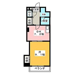 レジデンスカープ今池 1DKの間取図画像