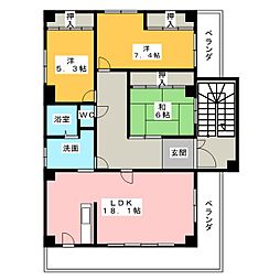ドゥジェーム澤田 3LDKの間取図画像