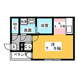 ハーモニーテラス大久手町 1Kの間取図画像
