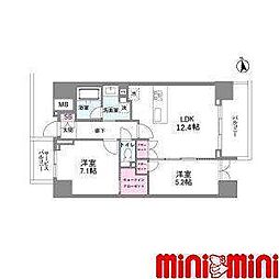 シーズンフラッツ今池NORTH 2LDKの間取図画像
