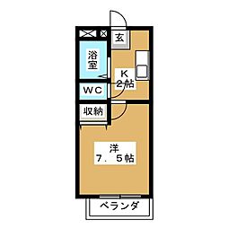 Kコート 1Kの間取図画像