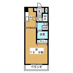 リオン高見 1Kの間取図画像