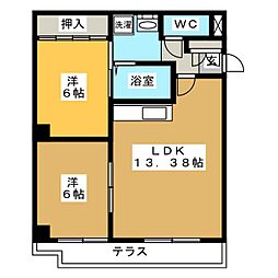Kコート 2LDKの間取図画像