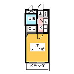 ド・ヌール吹上 1Kの間取図画像