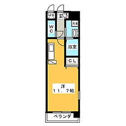 Casa Lumeカーサ　ルーメ 3階ワンルームの間取り