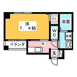 パークサイド名駅南 6階1Kの間取り