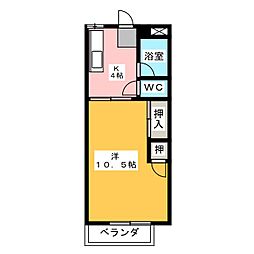 美津乃マンション 4階1Kの間取り