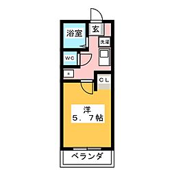 メゾンクレリア 1Kの間取図画像