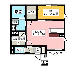 ゼフィール 3階1LDKの間取り