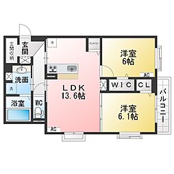 glicina白子 2LDKの間取図画像