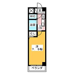 キャッスル 1Kの間取図画像
