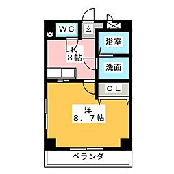 アーデルハイム 1Kの間取図画像